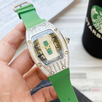 Swiss Made Richard Mille RM007-1 Iced Out Steel Watches 31mm for Lady